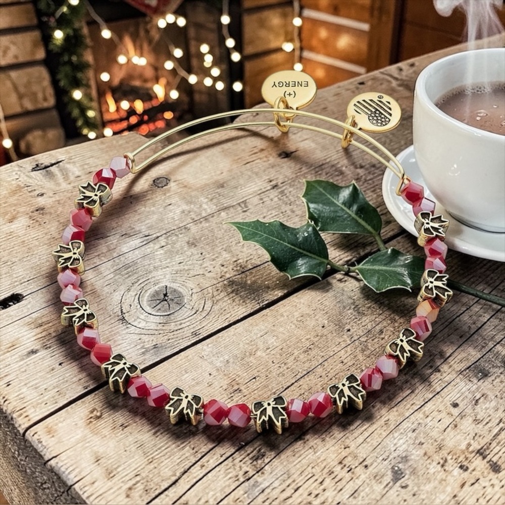 🎀ALEX AND ANI🎀Holiday Bow Beaded Bangle in Rafaelian Gold/NWT